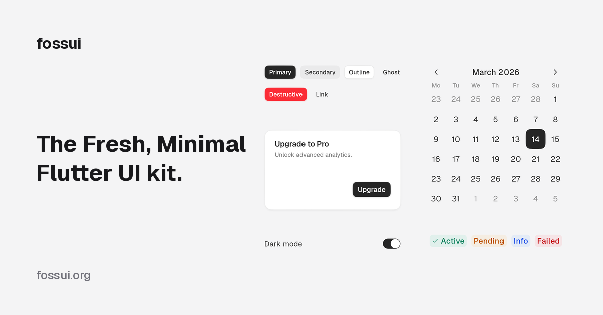 Introducing fossui: a minimal Flutter UI kit
