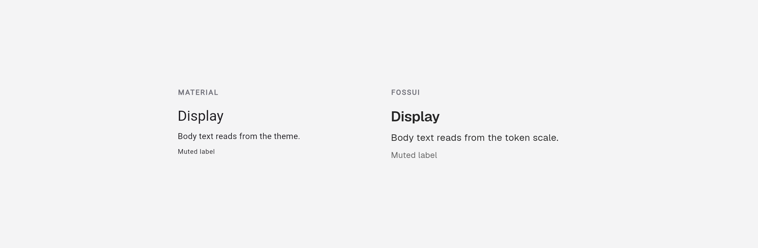 Material text styles next to fossui text sizes