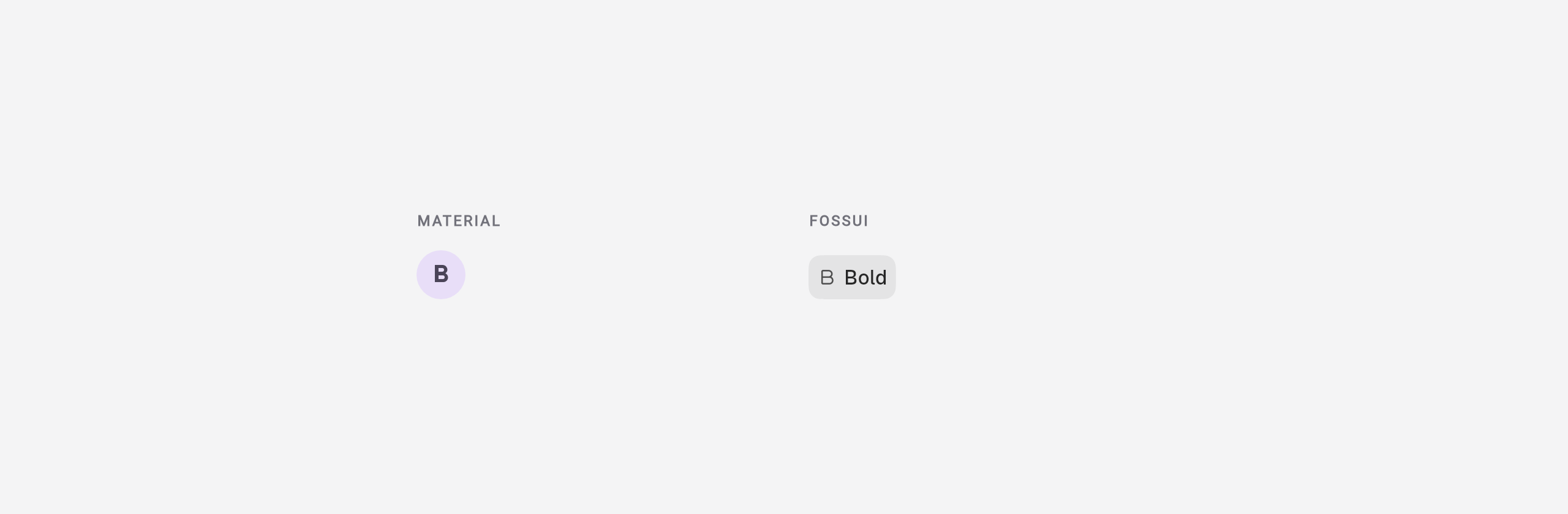 Material selectable icon button next to a fossui toggle