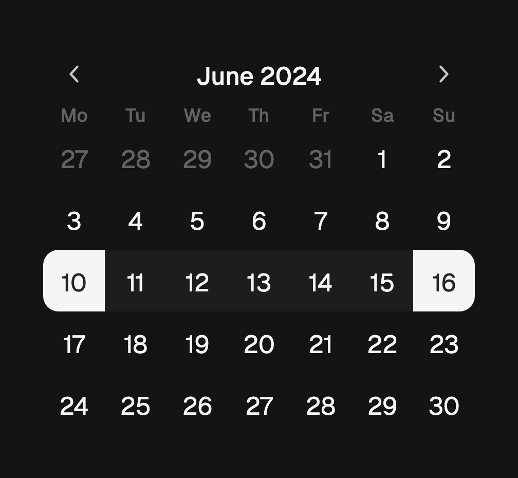 Calendar range