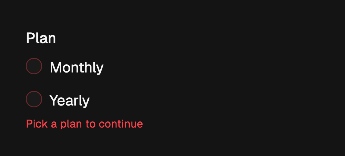 Radio error state